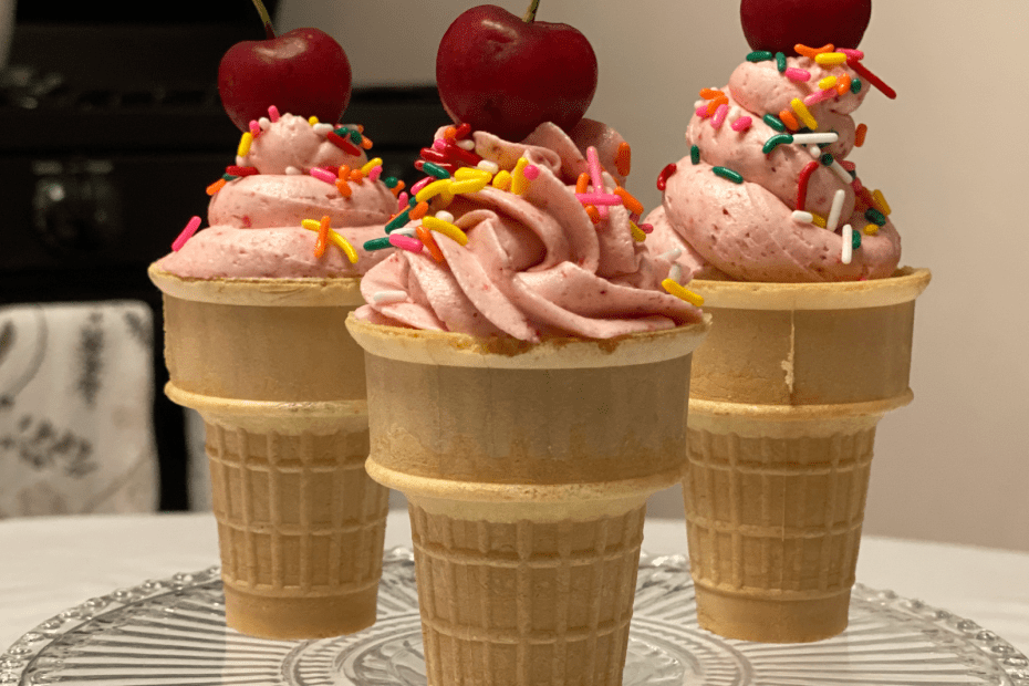 Ice cream cone cupcakes by tiny chefs