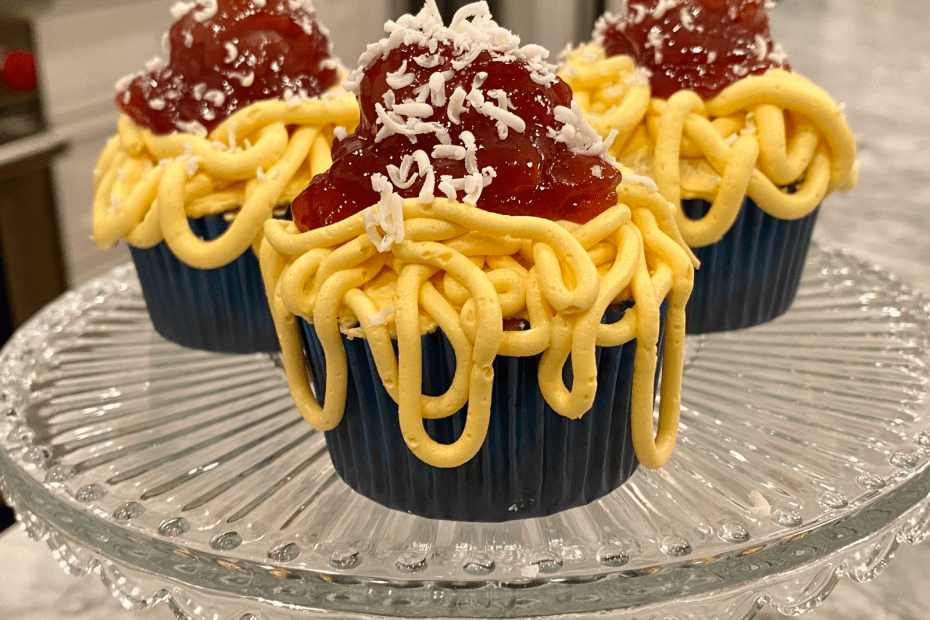 Tiny Chefs - Spaghetti & Meatballs Cupcakes
